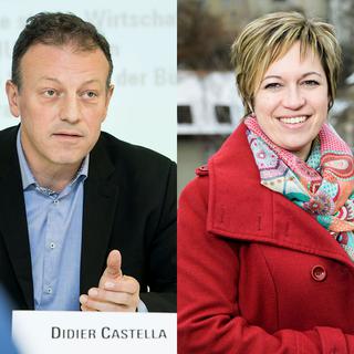 Didier Castella et Valérie Piller Carrard. [Keystone - Jean-Christophe Bott]