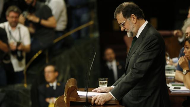 Mariano Rajoy lors de son discours, durant lequel il a reconnu sa défaite. [AP Photo / Keystone - Francisco Seco]