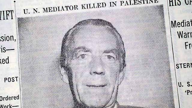 Coupure de presse du New York Times (1948) annonçant l'assassinat de Folke Bernadotte.