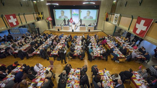 Assemblée des délégués de l'UDC Suisse le 27 janvier 2018. [Keystone - Martial Trezzini]