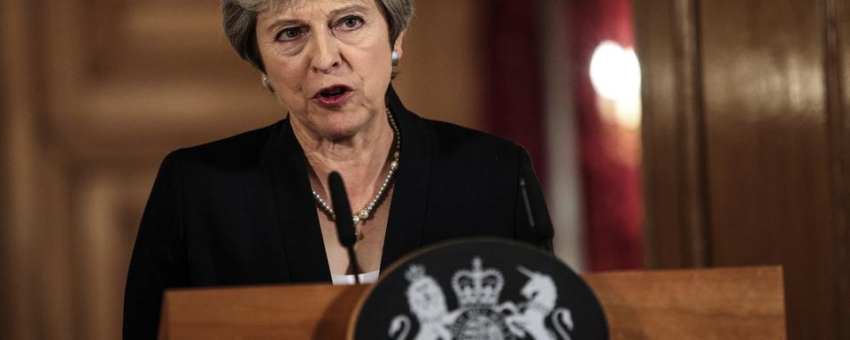 Theresa May, lors de son allocution ce vendredi 21 septembre. [AP/Keystone - Jack Taylor]