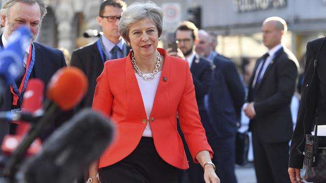 Theresa May lors de son arrivée au sommet de Salzbourg en Autriche, le 20 septembre 2018. [AP/Keystone - Kerstin Joensson]