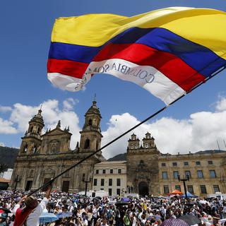 Manifestation en faveur des accords de paix en 2015 à Bogota, Colombie. [RTS - Anouk Henry]