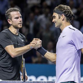 Federer avait battu Mannarino l'an dernier en quart de finale à Bâle. [Keystone - Alexandra Wey]
