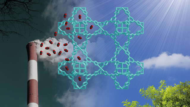 Piéger le CO2 dans une éponge mi-organique, mi-métallique, un défi relevé par des chercheurs de l’EPFL-Valais. [EPFL - W. Queen]