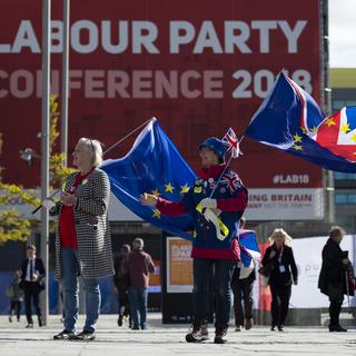Des anti-Brexit au congrès du Parti travailliste, le 24 septembre 2018 à Liverpool. [EPA - WILL OLIVER]