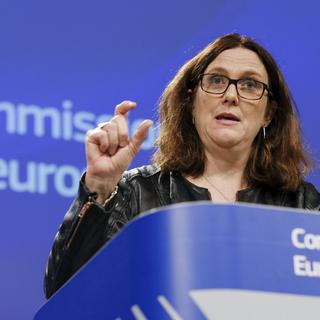 La commissaire européenne au Commerce Cecilia Malmström. [Keystone - EPA/OLIVIER HOSLET]