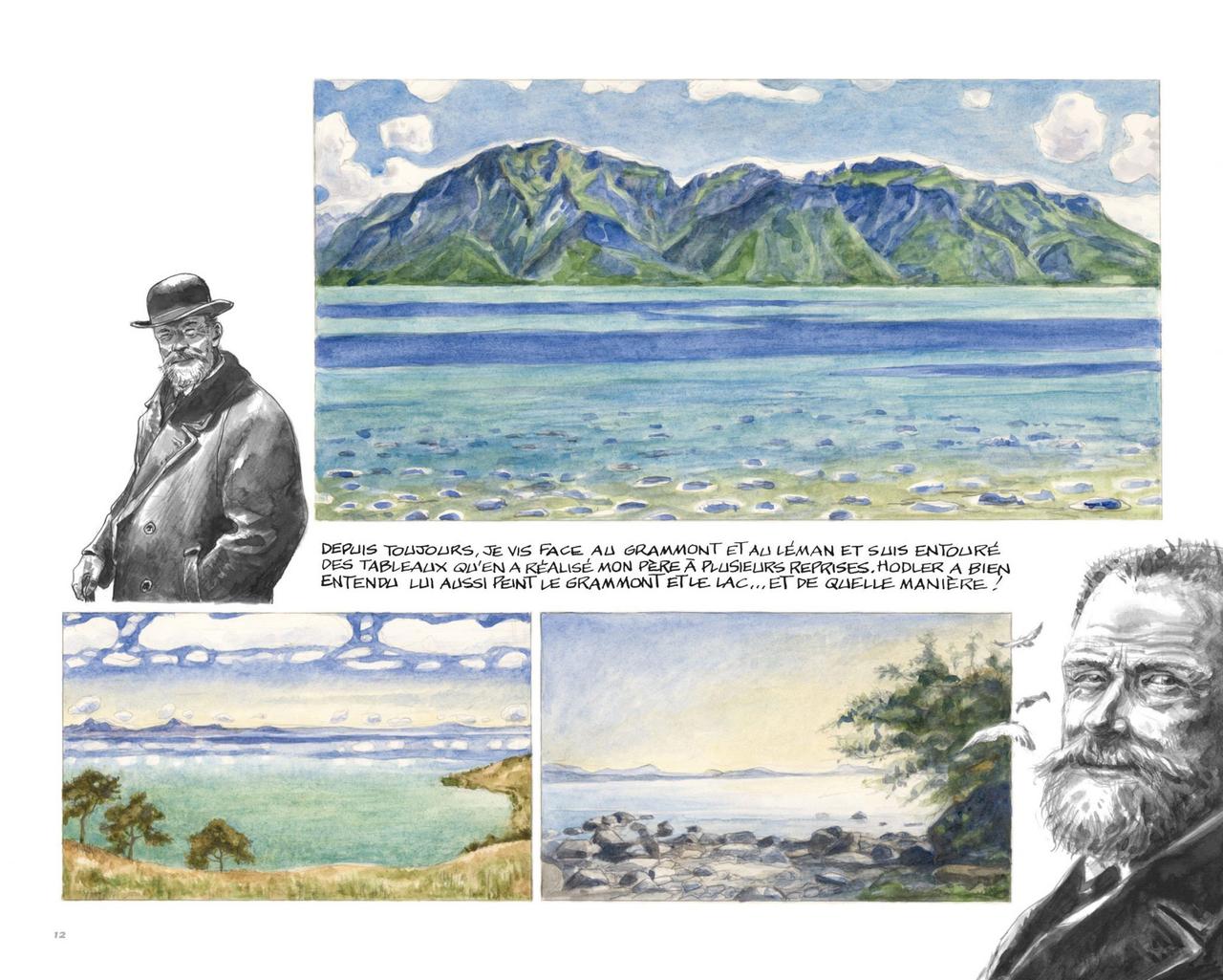 Une planche de "Ferdinand Hodler, une vie d'artiste" de Derib. [Le Carré d'As - Derib]