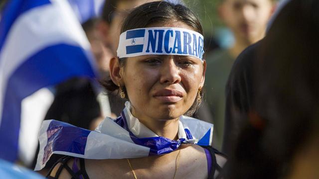 Une manifestante nicaraguayenne à Managua. [EPA/Keystone - Jorge Torres]