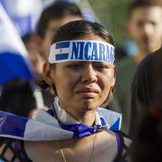 Une manifestante nicaraguayenne à Managua. [EPA/Keystone - Jorge Torres]