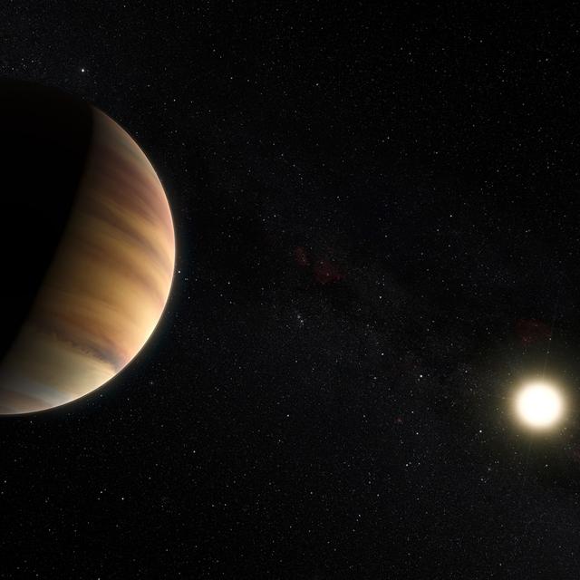 Vue d'artiste de l'exoplanète 51 Pegasi b, la première planète hors système solaire a avoir été découverte.
M. Kornmesser/Nick Risinger/EUROPEAN SOUTHERN OBSERVATORY
AFP [M. Kornmesser/Nick Risinger/EUROPEAN SOUTHERN OBSERVATORY]