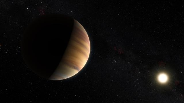 Vue d'artiste de l'exoplanète 51 Pegasi b, la première planète hors système solaire a avoir été découverte.
M. Kornmesser/Nick Risinger/EUROPEAN SOUTHERN OBSERVATORY
AFP [M. Kornmesser/Nick Risinger/EUROPEAN SOUTHERN OBSERVATORY]