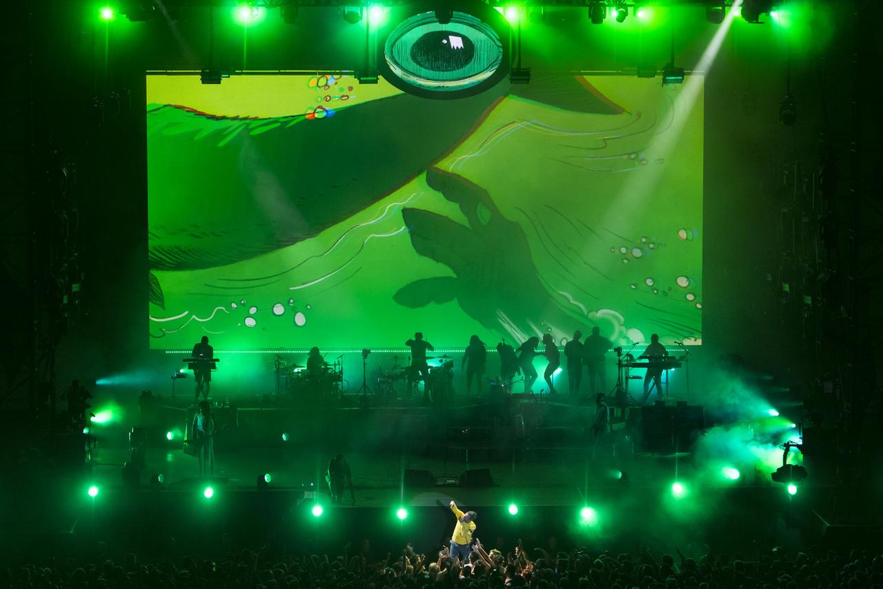 Gorillaz en vedette de la troisième soirée de Paléo. [Keystone - Laurent Gillieron]