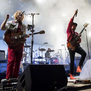 Le groupe Arcade Fire sur la scène de Paléo en 2017. [Keystone - Jean-Christophe Bott]