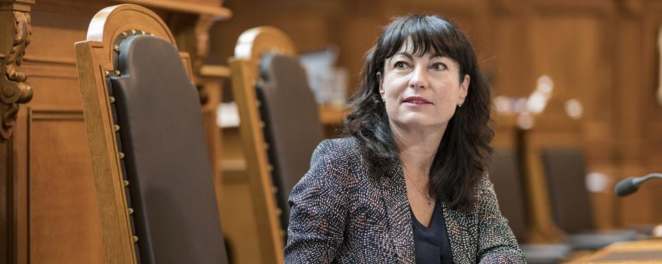 Géraldine Savary lors de la session d'été du Parlement le 6 juin 2018. [Keystone - Alessandro della Valle]