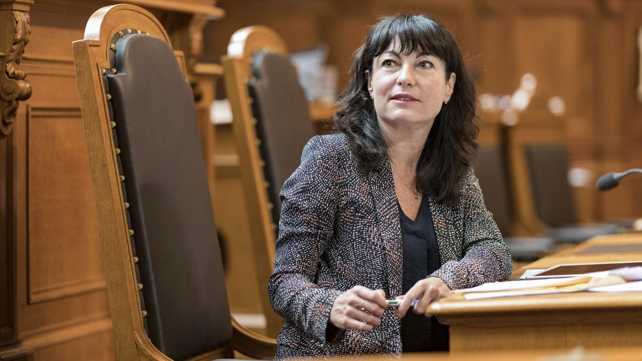 Géraldine Savary lors de la session d'été du Parlement le 6 juin 2018. [Keystone - Alessandro della Valle]