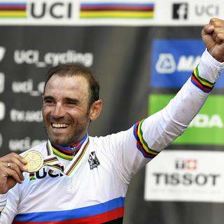 L'Espagnol Alejandro Valverde est le nouveau champion du monde de cyclisme. [Keystone - Christian Bruna - EPA]