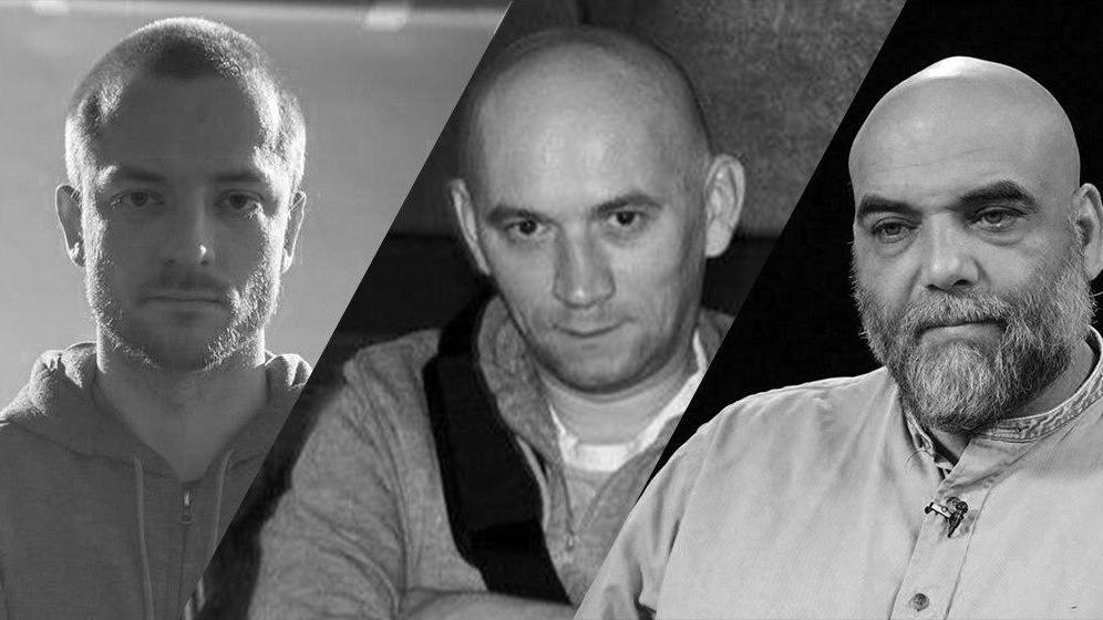 Les trois journalistes russes tués, qui préparaient un documentaire sur les mercenaires du groupe Warner. [www.khodorkovsky.com]
