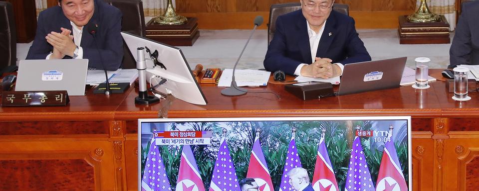 Le président sud-coréen Moon Jae-in a suivi la rencontre entre Donald Trump et Kim Jong-un. [AFP - Yonhap]