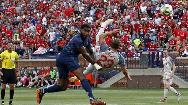 Une reprise de volée et but pour Shaqiri. [Jeff Kowalsky]