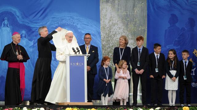 Le pape François lors de sa visite au sanctuaire de Knock. [EPA / Keystone - AIDAN CRAWLEY]