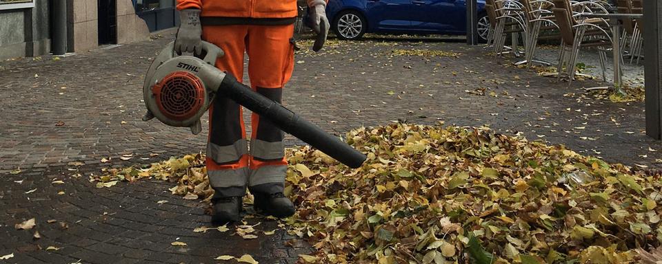 Le bruit des souffleuses de feuilles irrite de nombreuses personnes. [RTS - Sandra Zimmerli]