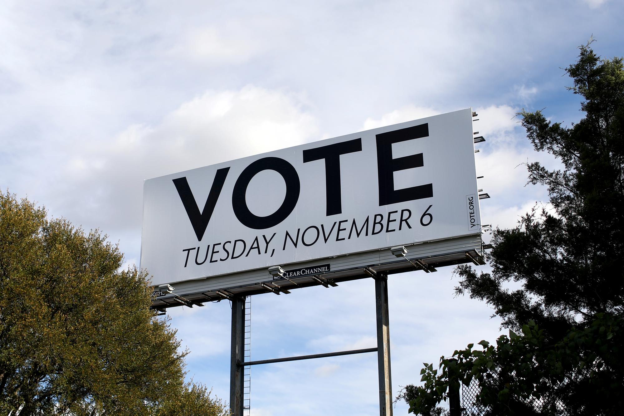 "Votez!" Un panneau à Dallas, Texas. [Reuters - Mike Segar]