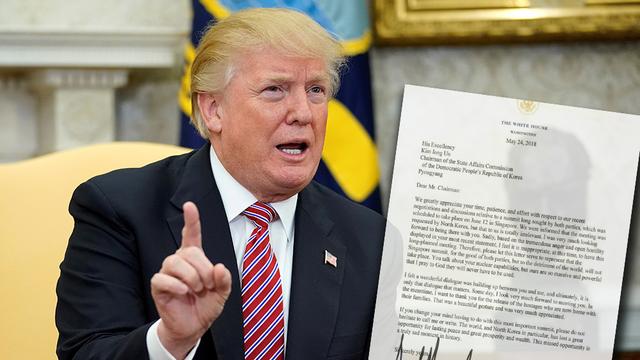 Donald Trump et sa lettre à Kim Jong-un. [Reuters - Joshua Roberts]