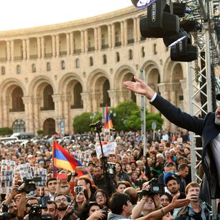 L'opposant arménien Nikol Pachinian, à la tête de la fronde antigouvernementale. [AFP - Vano Shlamov]