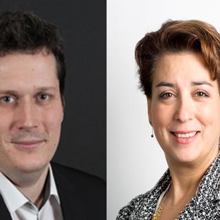 Le socialiste Martin Staub et la MCG Ana Roch sont candidats à la succession de Thierry Apothéloz à l'exécutif de Vernier. [Vernier.ch/Ventilogaine SA]