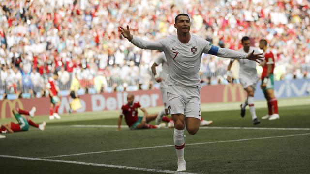 La joie de Cristiano Ronaldo après avoir ouvert le score. [Keystone - Francisco Seco]