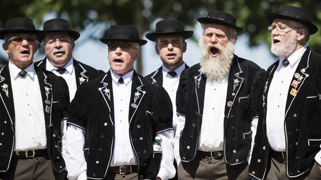 Un groupe de yodleurs de Sainte-Croix. [Keystone - Jean-Christophe Bott]