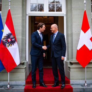 Le chancelier autrichien Sebastian Kurz en visite en Suisse. [APA/Keystone - Arno Melicharek]