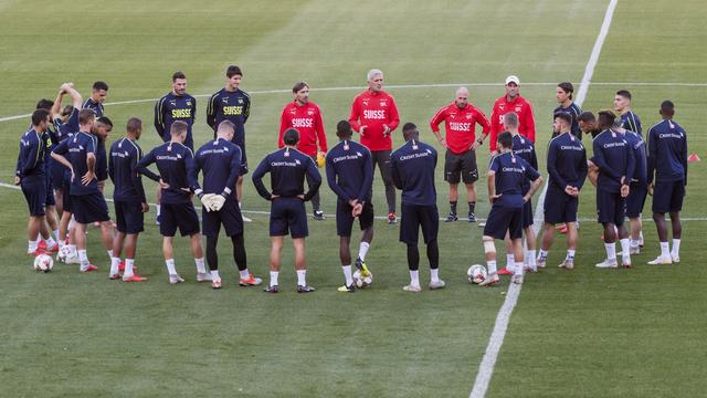 L'équipe nationale de football de Suisse lors d'un entraînement en vue du match contre la Belgique, le 12 octobre 2018. [AP/Keystone - Geert Vanden Wijngaert]