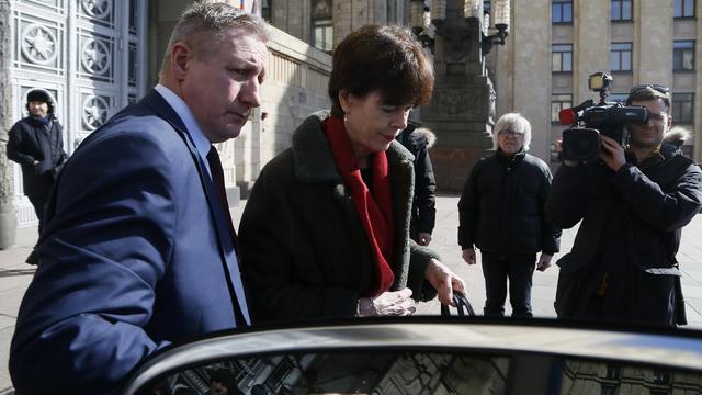 L'ambassadrice néerlandaise à sa sortie du ministère russe des affaires étrangères à Moscou, le 30 mars 2018. [Keystone - EPA/Maxim Shipenkov]