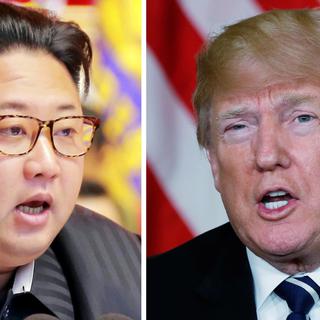 Montage photo montrant côte à côte le leader nord-coréen Kim Jong-un et le président américain Donald Trump. [Reuters - KCNA]