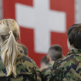 Des recrues de l'armée suisse (photo prétexte). [Keystone - Peter Klaunzer]