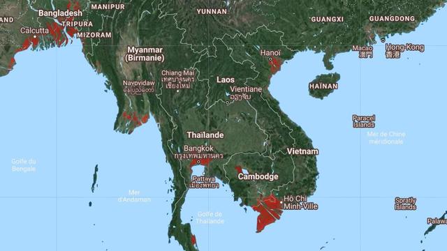 237 millions de personnes vivent aujourd'hui dans des zones qui seront régulièrement inondées en 2050. C'est 183 millions de plus que prévu jusqu'ici. [Clilmate Central - Capture d'écran]