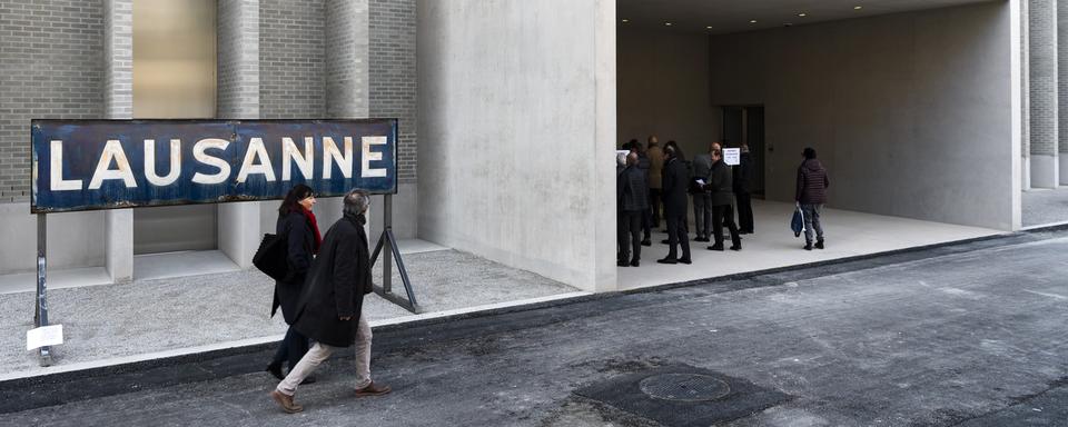 L'entrée du nouveau Musée cantonal des Beaux-Arts de Lausanne. [Keystone - Jean-Christophe Bott]