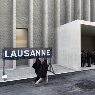 L'entrée du nouveau Musée cantonal des Beaux-Arts de Lausanne. [Keystone - Jean-Christophe Bott]