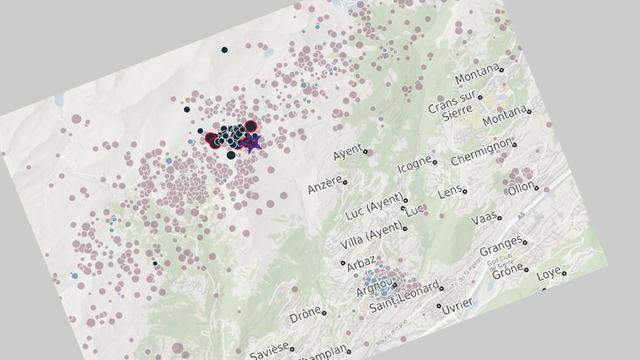 La carte des séismes du service sismologique suisse à l'ETH de Zurich. [Service sismologique suisse à l'ETH de Zurich]