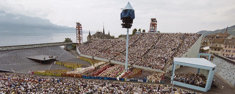 La répétition générale de la Fête des Vignerons 1999. [Keystone - Fabrice Coffrini]