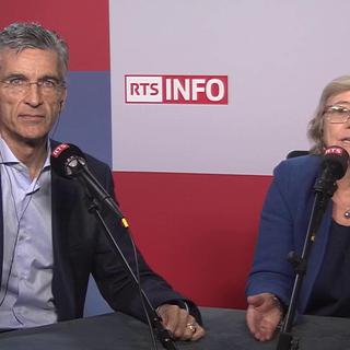 Laurence Fehlmann Rielle, conseillère nationale socialiste genevoise et François Sarasin, chef du service des urgences des HUG. [RTS]