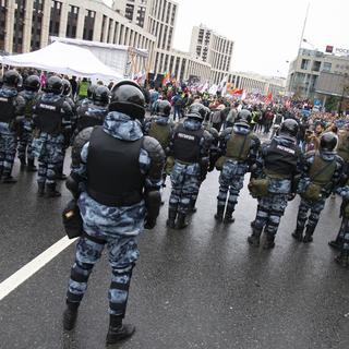 Près de 40'000 personnes ont manifesté à Moscou, samedi. [Keystone - Alexander Zemlianichenko]