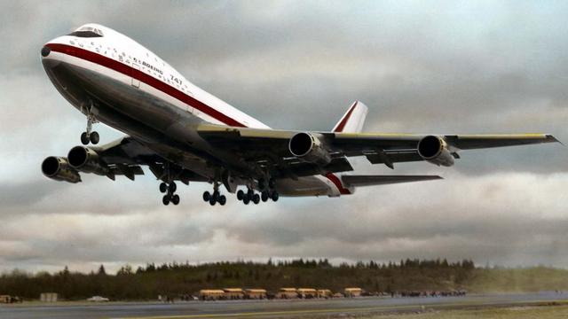 Le Boeing 747, photographié lors de son premier vol, le 9 février 1969. [Boeing company/EPA/Keystone - Str]