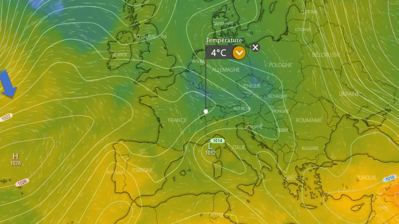 Températures prévues sur l'Europe le lundi 9 septembre à 10h locales [ECMWF]