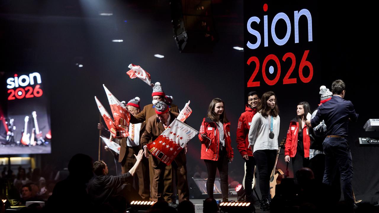 La candidature de Sion 2026 aurait coûté 6,3 millions de francs. [Keystone - Jean-Christophe Bott]