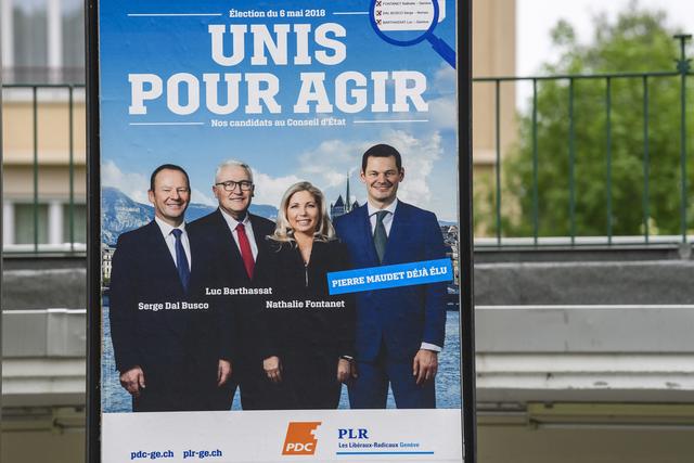 Serge Dal Busco et Pierre Maudet ont fait campagne commune notamment en 2018. [KEYSTONE - Martial Trezzini]