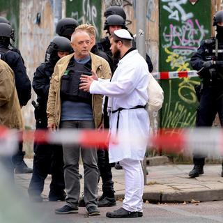 Une fusillade visant une synagogue fait deux morts à Halle. [EPA/Keystone - Filip Singer]
