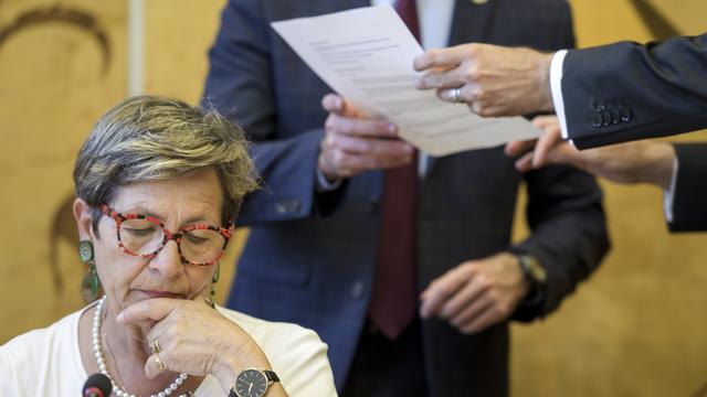 Viviane Lambert, mère de Vincent Lambert, aux Nations Unies le 1er juillet 2019. [AFP - Fabrice Coffrini]